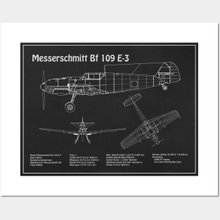 Messerschmitt Bf 109 E-3 - Airplane Blueprint - PD Posters and Art